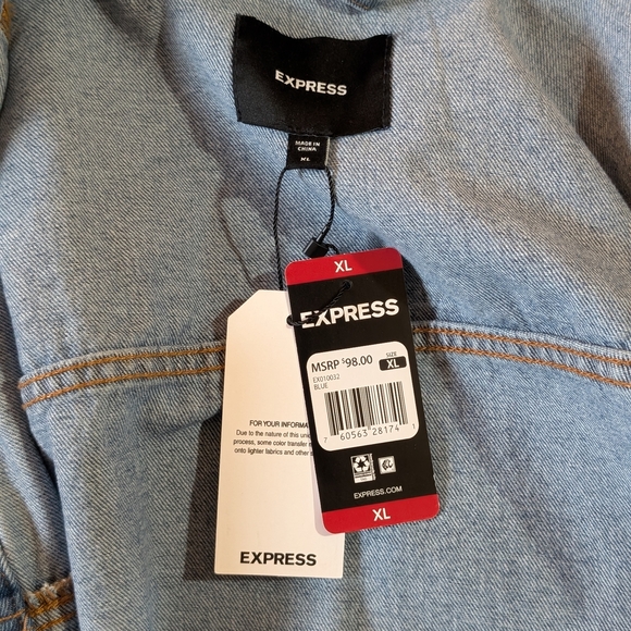 Express Denim Women's Jacket Blue XL Collared Pockets Button Front Lightweight - Picture 5 of 5